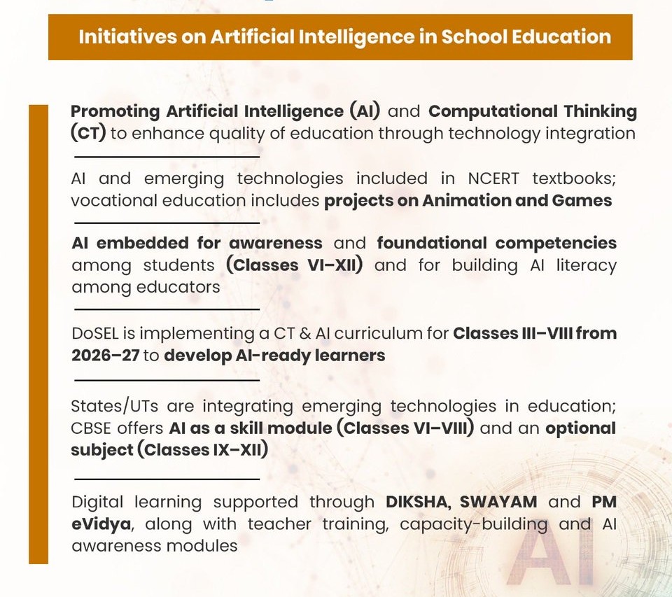 Ministry of Education  Initiatives for school education in India