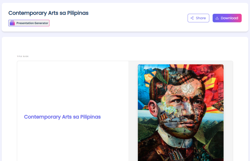 presentation about Contemporary Arts in the Philippines in teachbetter.ai