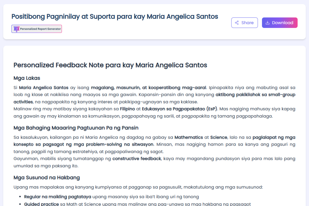 Personalized Report Generator