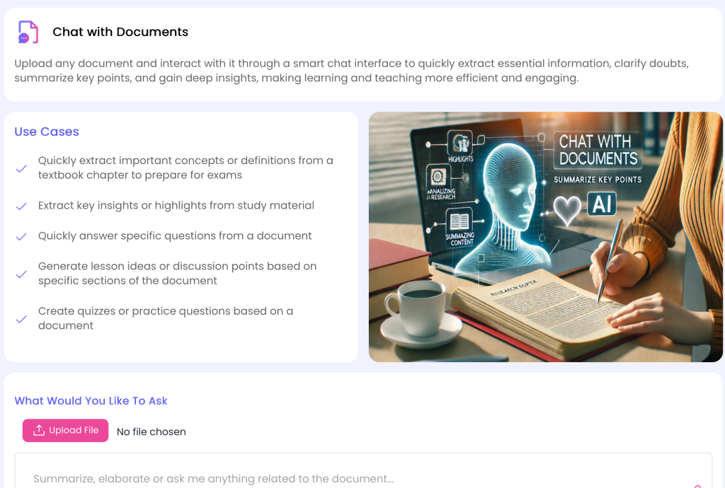 Chat with Documents AI tool for document analysis.