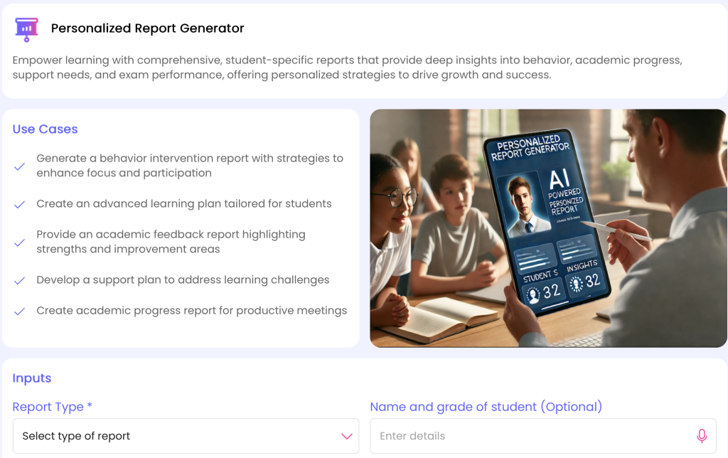 AI-powered personalized student report generator.