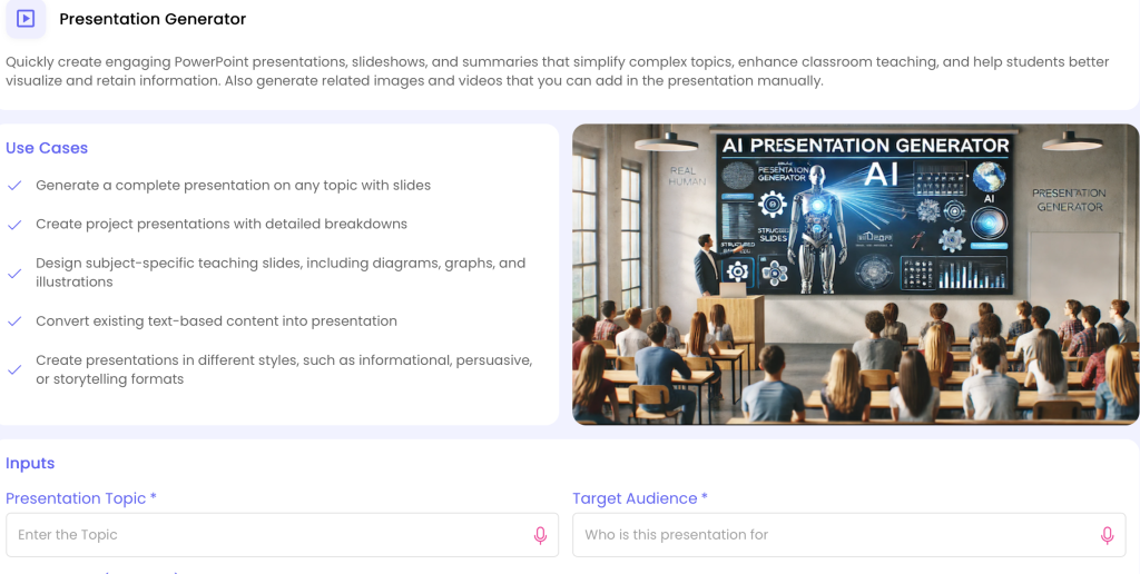 AI-powered Presentation Generator for engaging slides
