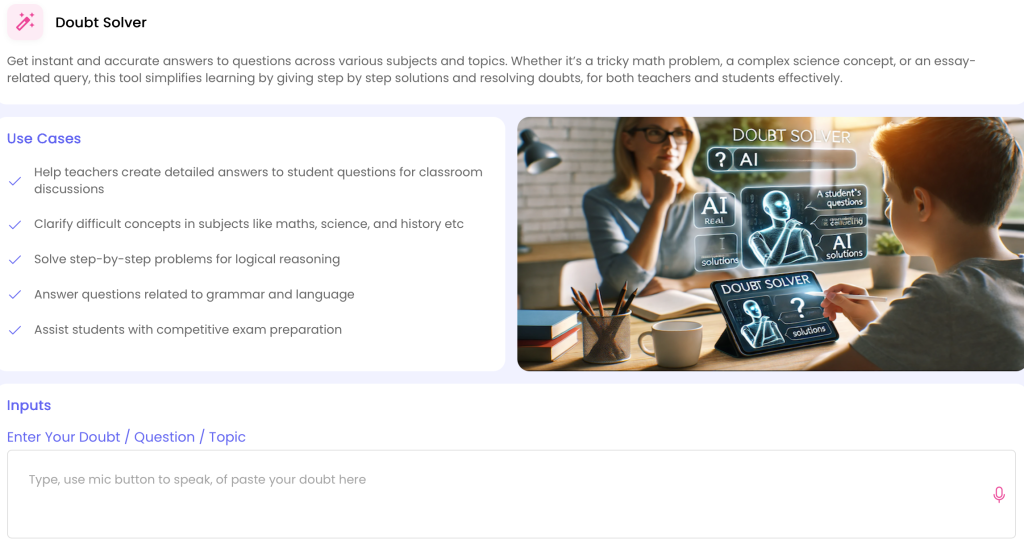 AI-powered Doubt Solver for quick, step-by-step answers