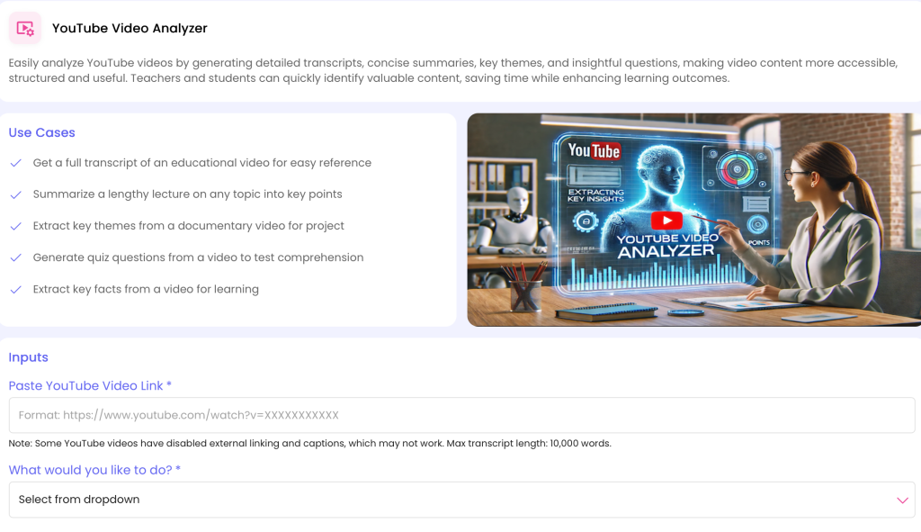 AI-powered YouTube Video Analyzer for smarter learning