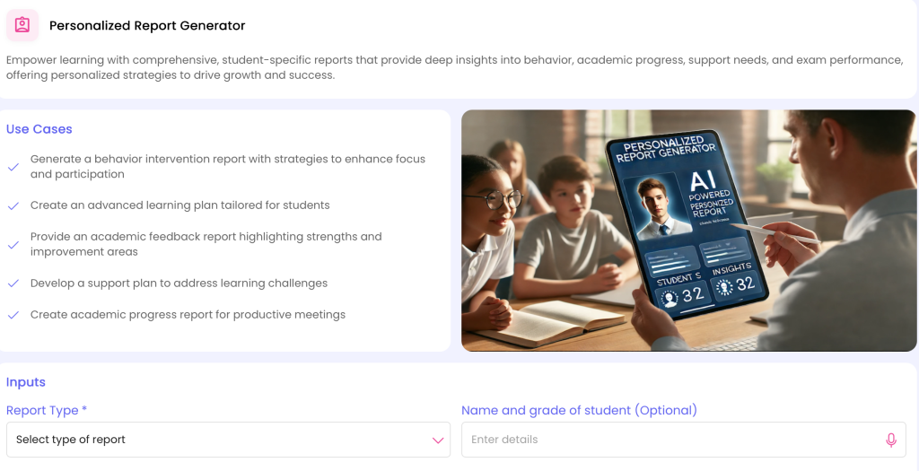 AI-powered Personalized Report Generator for student insights