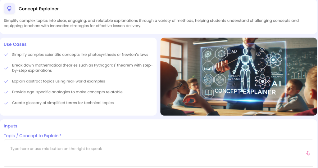 AI tool for simplifying complex concepts.